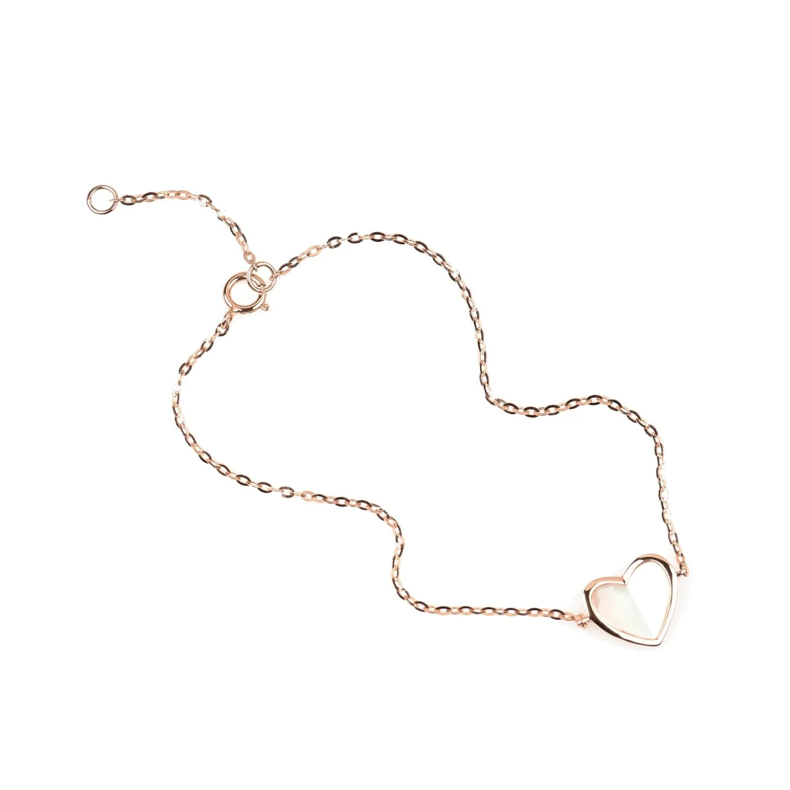 Mother of Pearl Heart Station Bracelet  Bezel