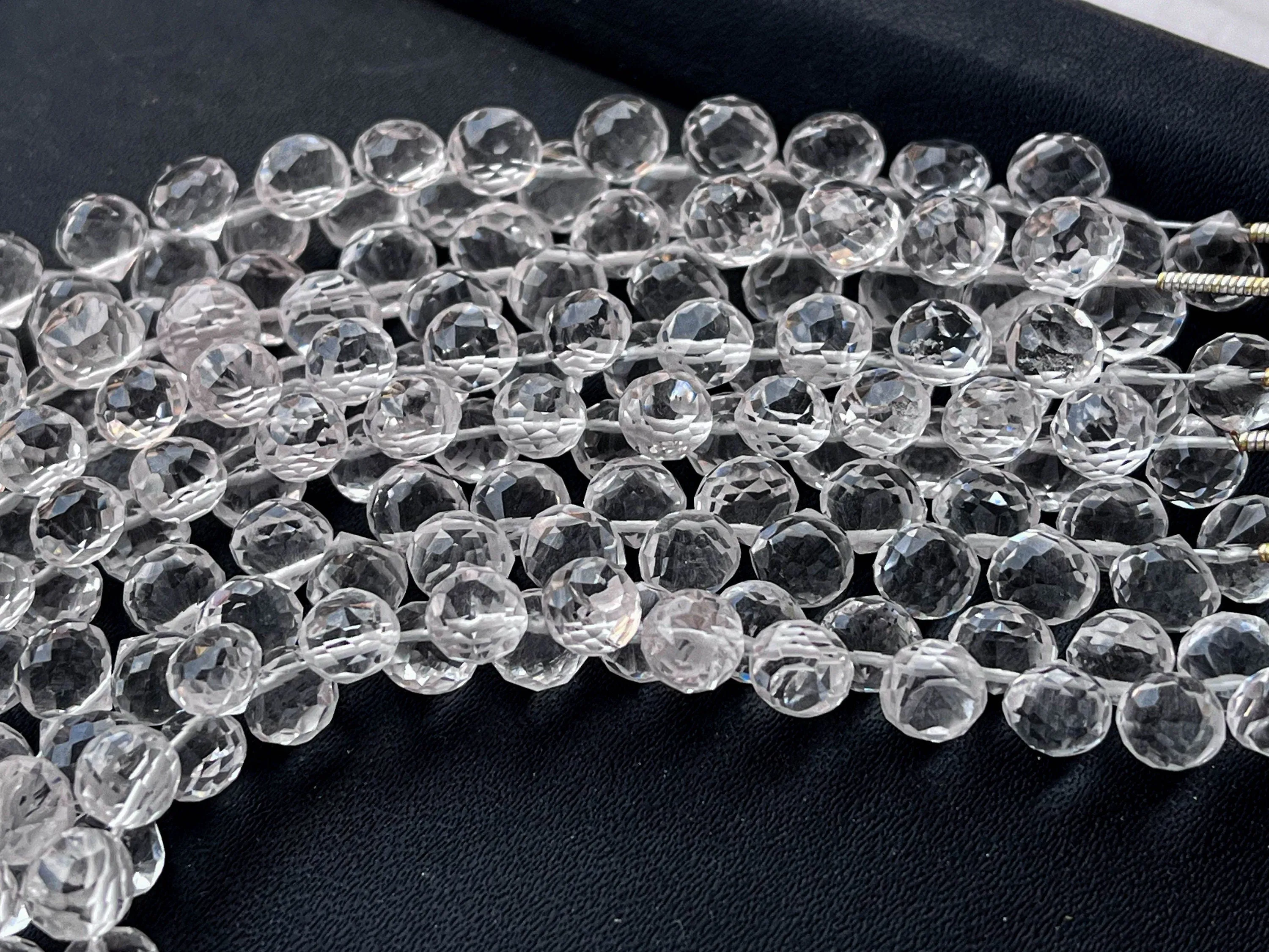 Natural Crystal Micro faceted Onion shape Drops, Crystal gemstone, Crystal teardrops, Crystal  Beads, Crystal drops, 6mm