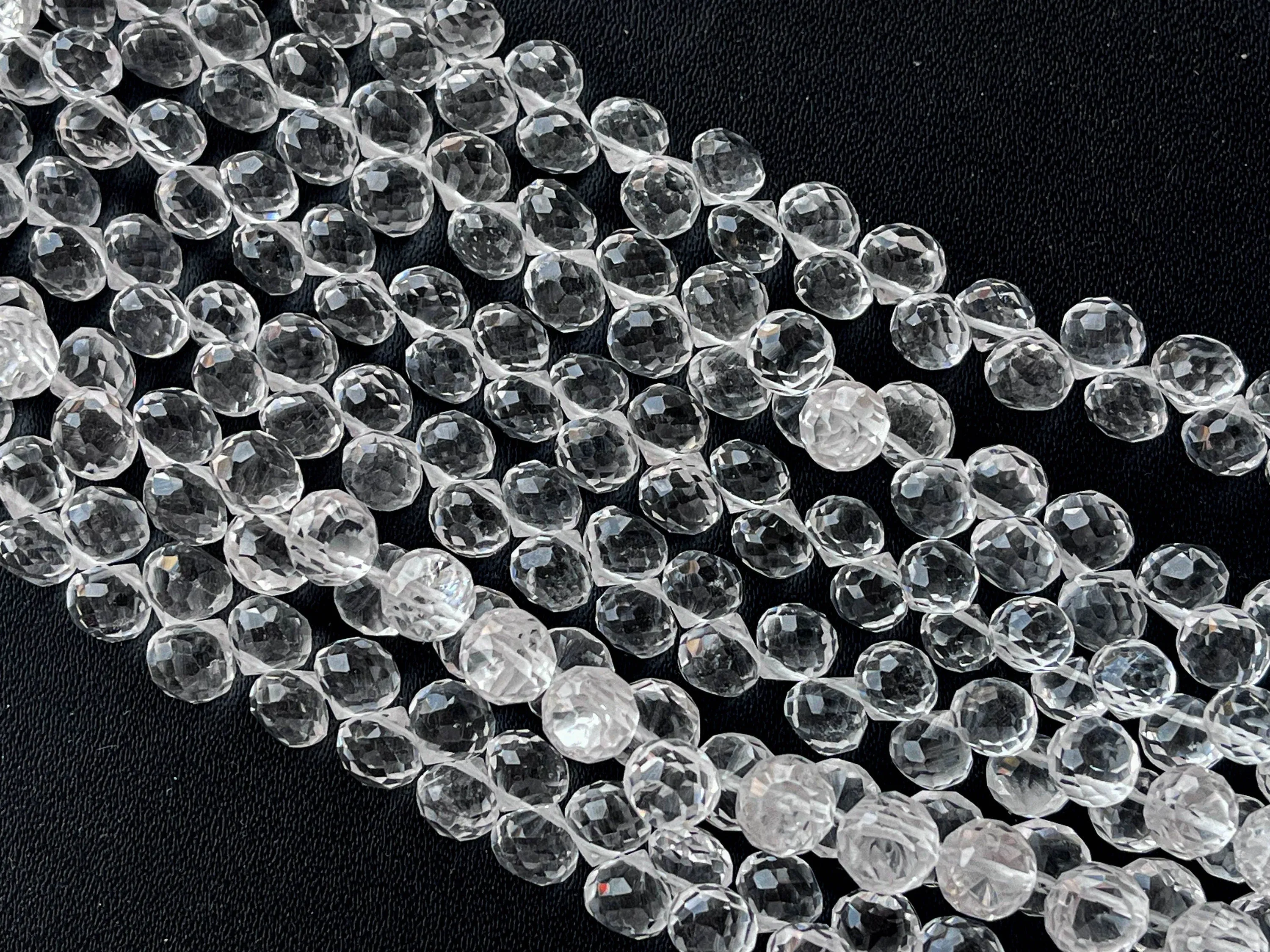 Natural Crystal Micro faceted Onion shape Drops, Crystal gemstone, Crystal teardrops, Crystal  Beads, Crystal drops, 6mm