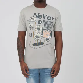 NEVER AHEAD TEE LIGHT GREY