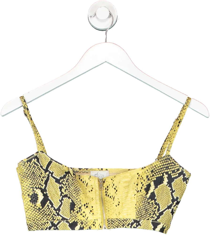 Oh Polly Yellow Snake Charmer Vegan Leather Crop Top UK 10