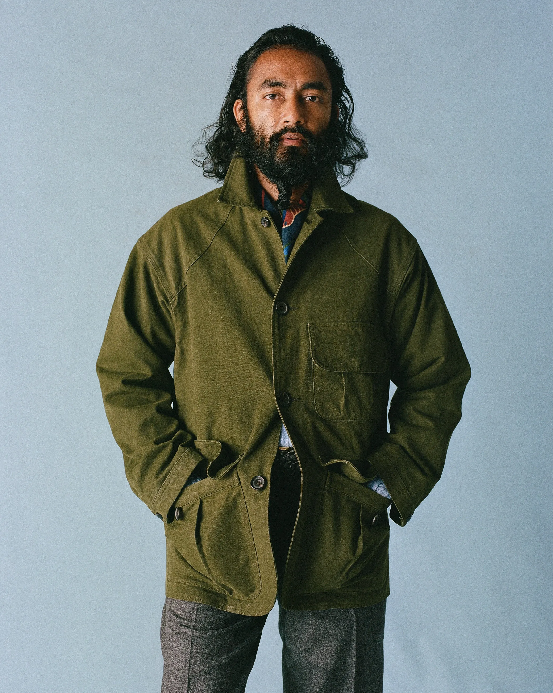 Olive Green Cotton Canvas Chasseur Jacket