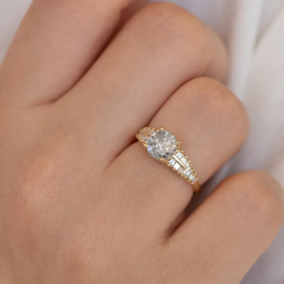 One Carat Diamond Ring with a Snowy Diamond