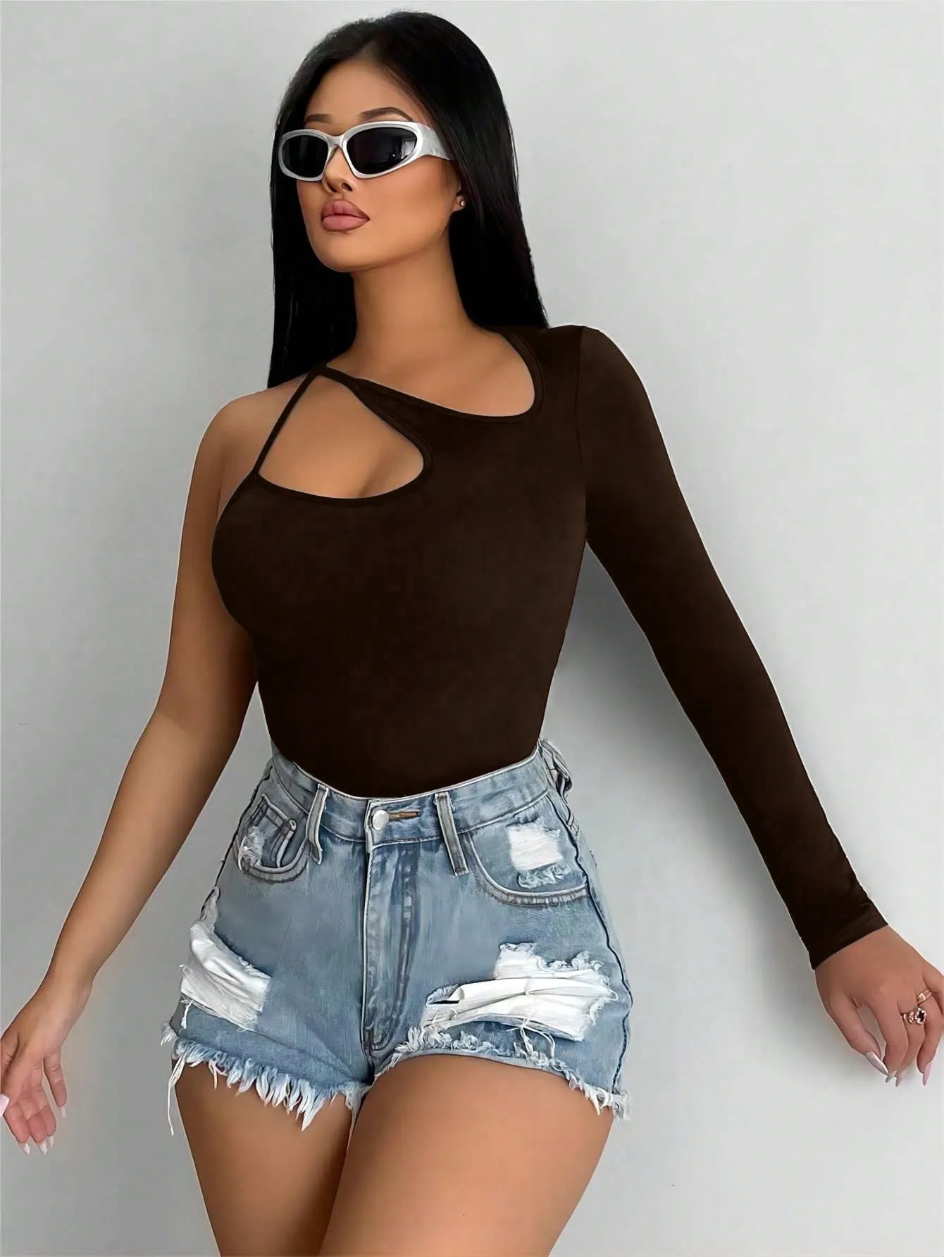 One Sleeve Cut Out Top