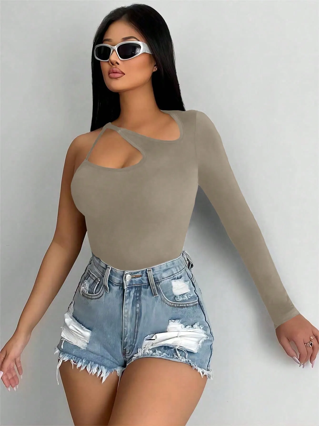 One Sleeve Cut Out Top