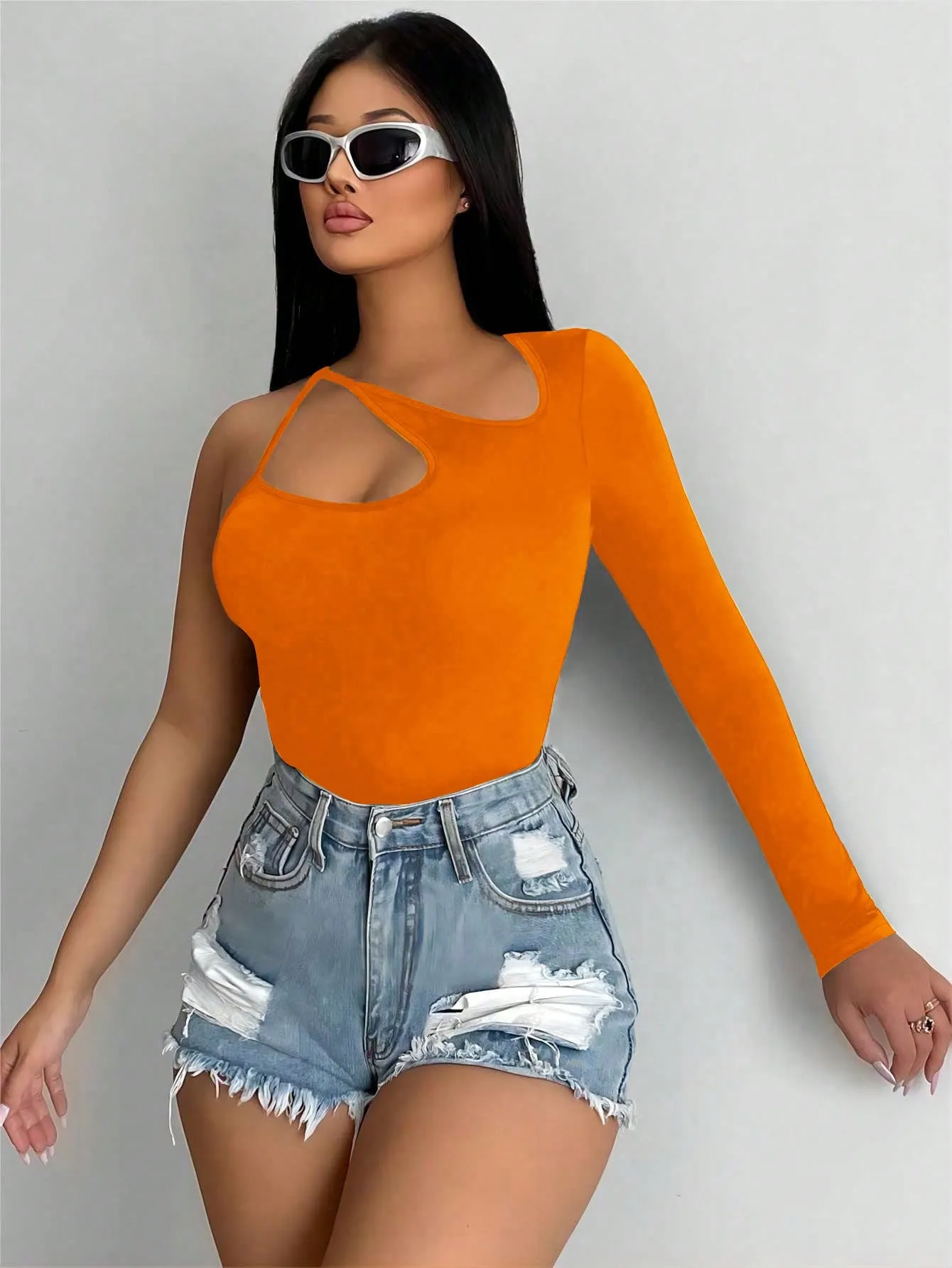 One Sleeve Cut Out Top