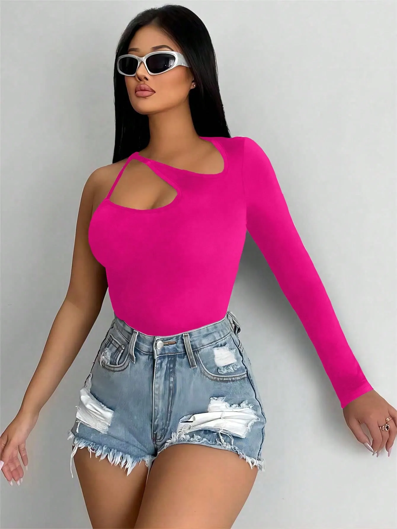 One Sleeve Cut Out Top