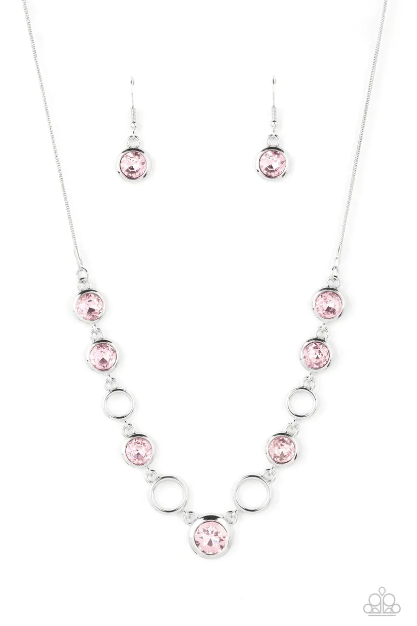 Paparazzi Elegantly Elite Pink Necklace & Earring Set