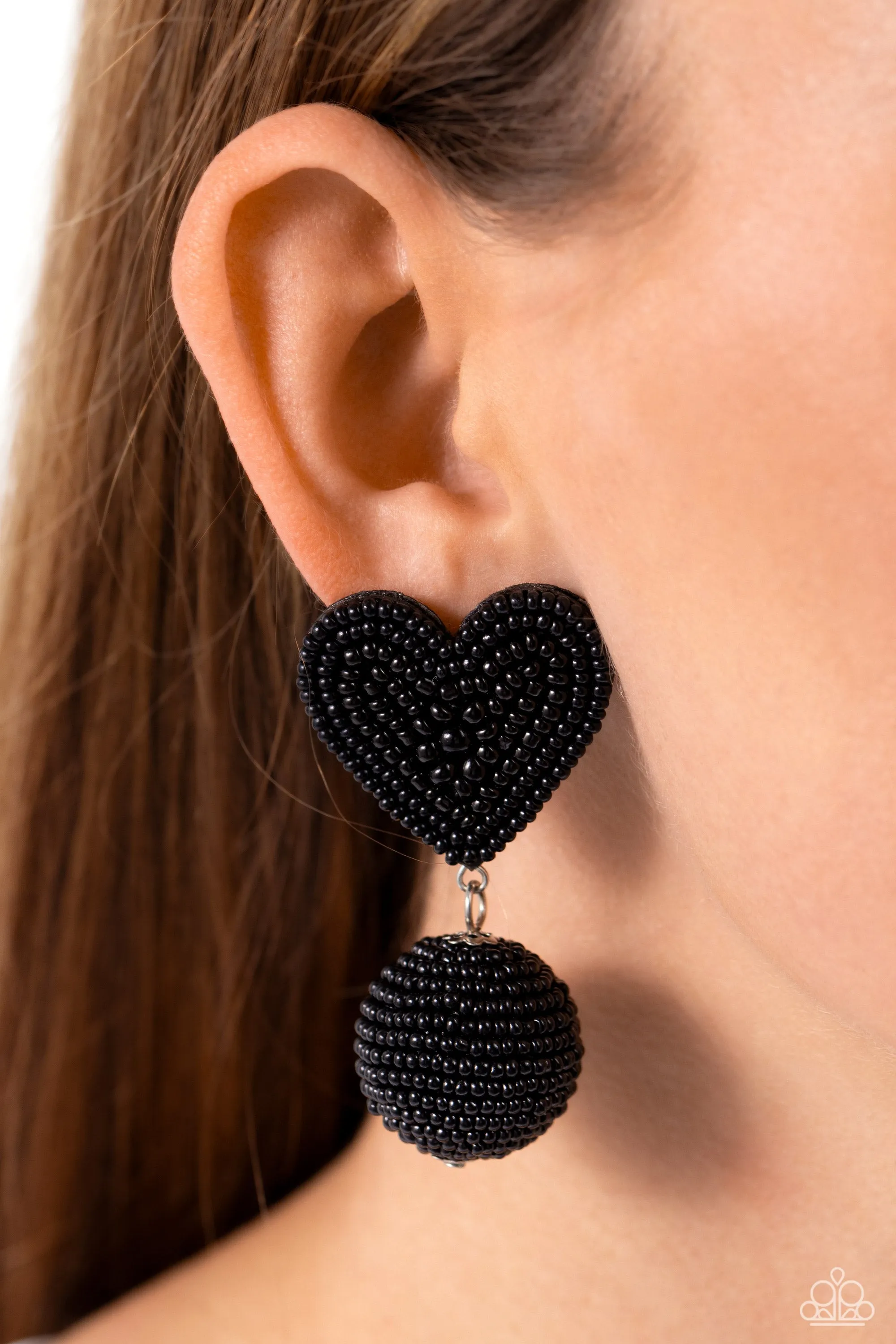 Paparazzi Spherical Sweethearts Black Post Earrings