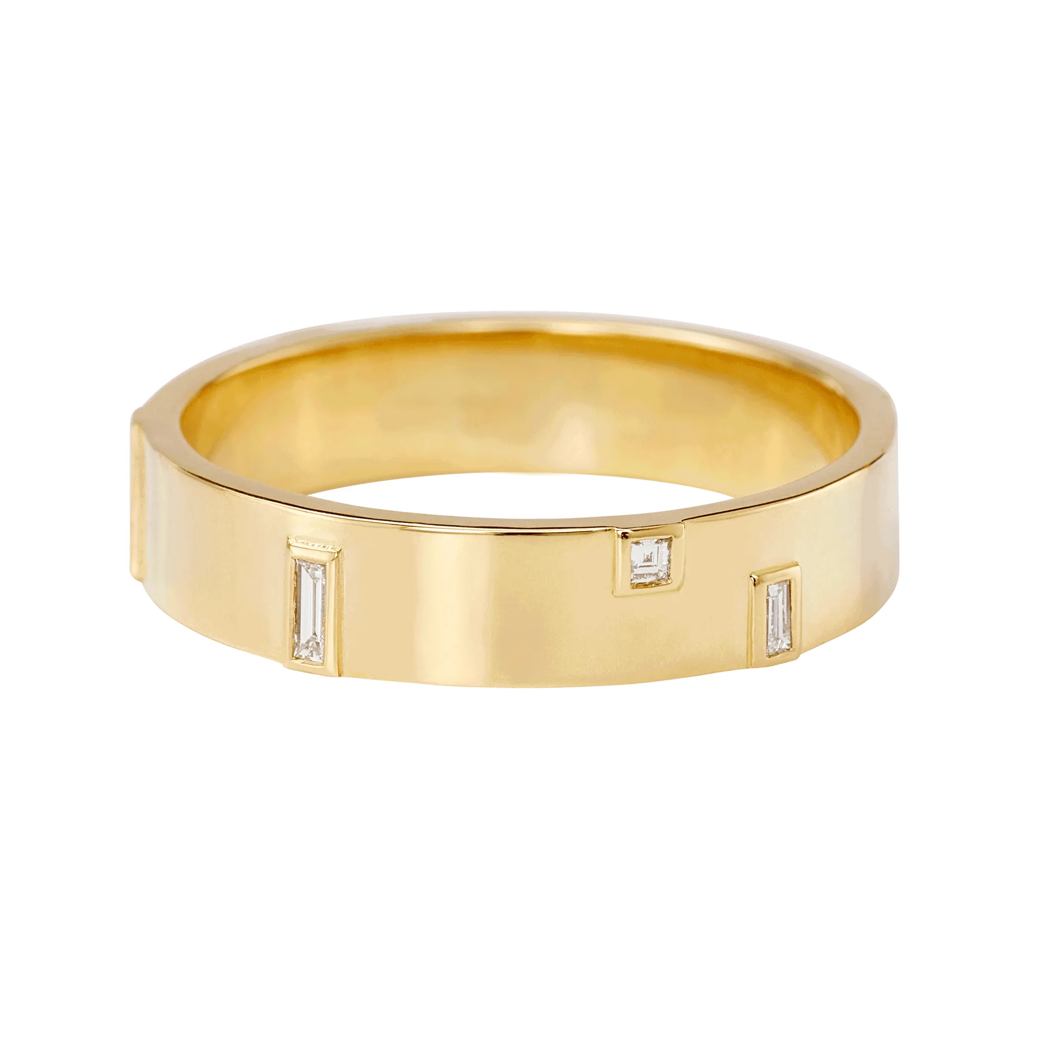 Pillar Unisex Baguette Diamond Wedding Band