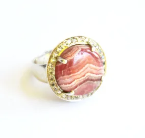 Pink Waves Rhodochrosite Ring