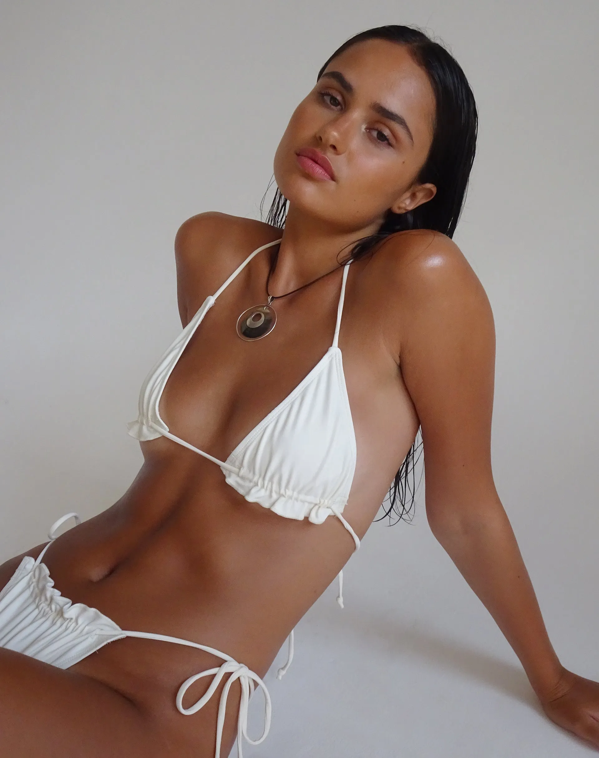 Purna Frill Bikini Top in Cream