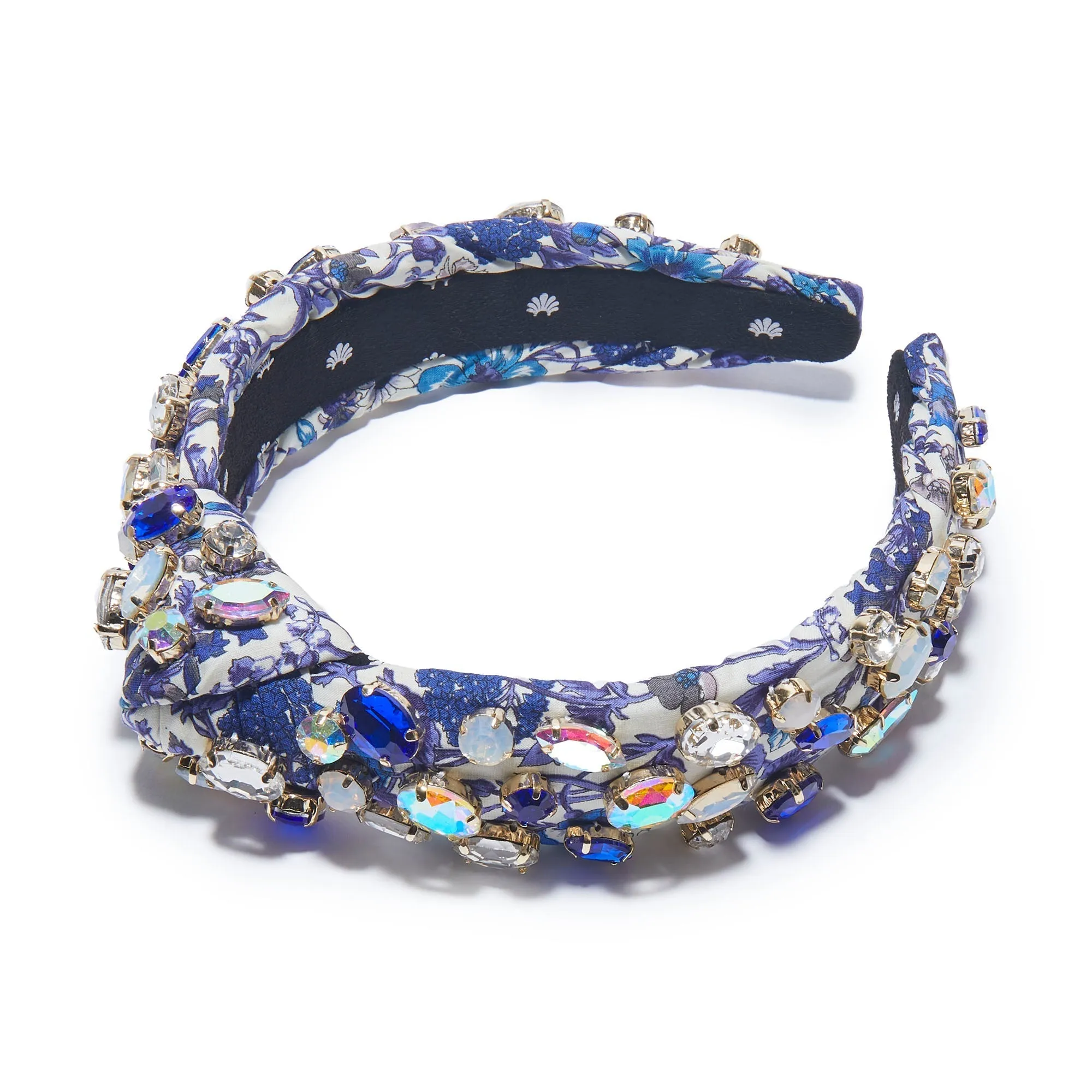 RACHEL FLORAL GLITTERING CRYSTAL SLIM KNOTTED HEADBAND