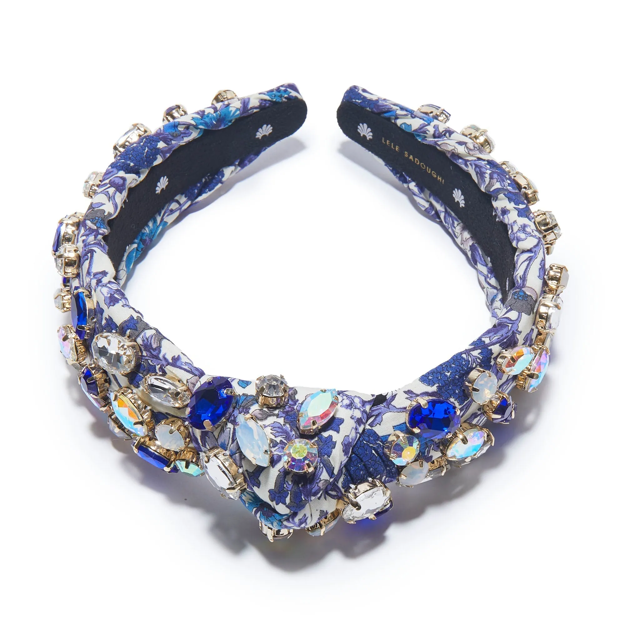 RACHEL FLORAL GLITTERING CRYSTAL SLIM KNOTTED HEADBAND