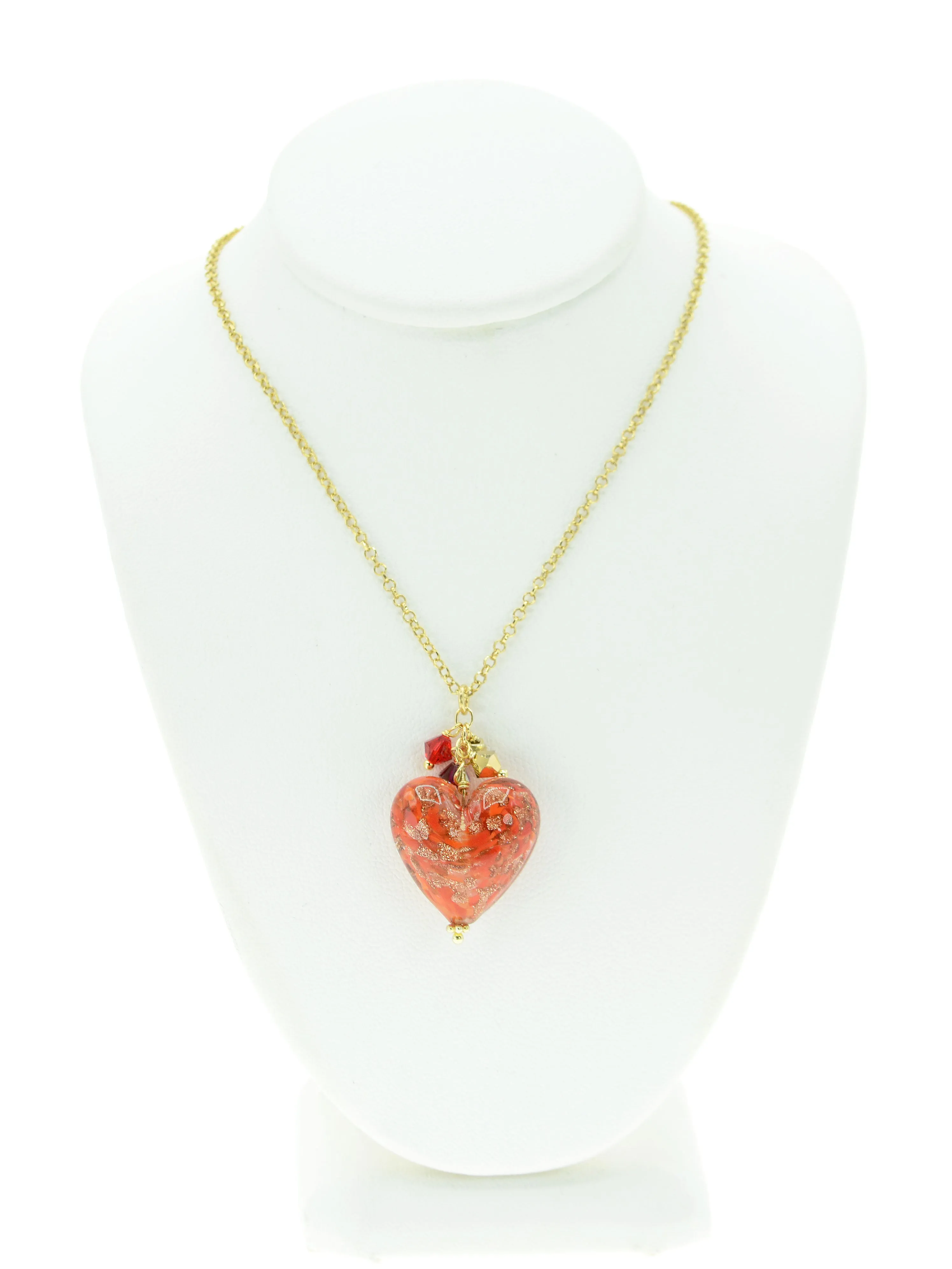 Red Aventurina Venetian Glass Heart Necklace