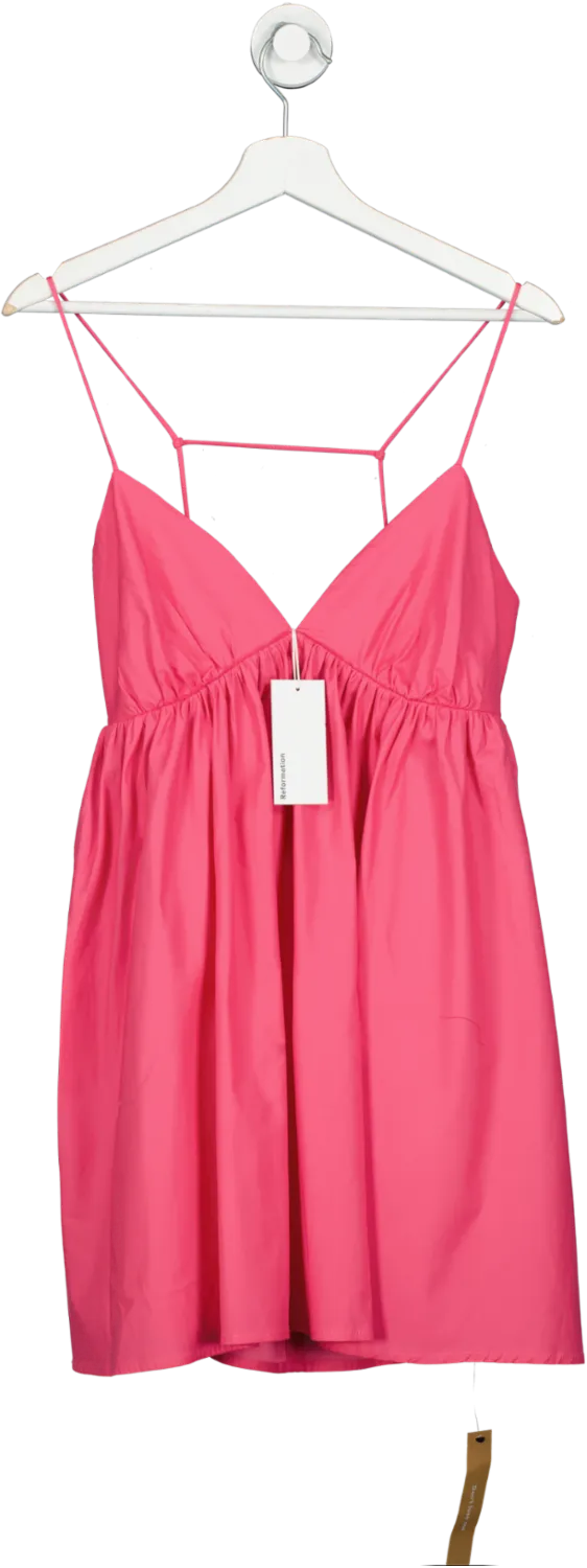 Reformation Bright Pink Strappy Amara Mini Dress BNWT UK M