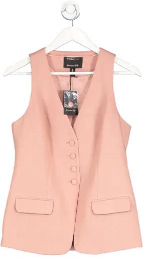 River Island Pink Button Up Longline Waistcoat UK 8