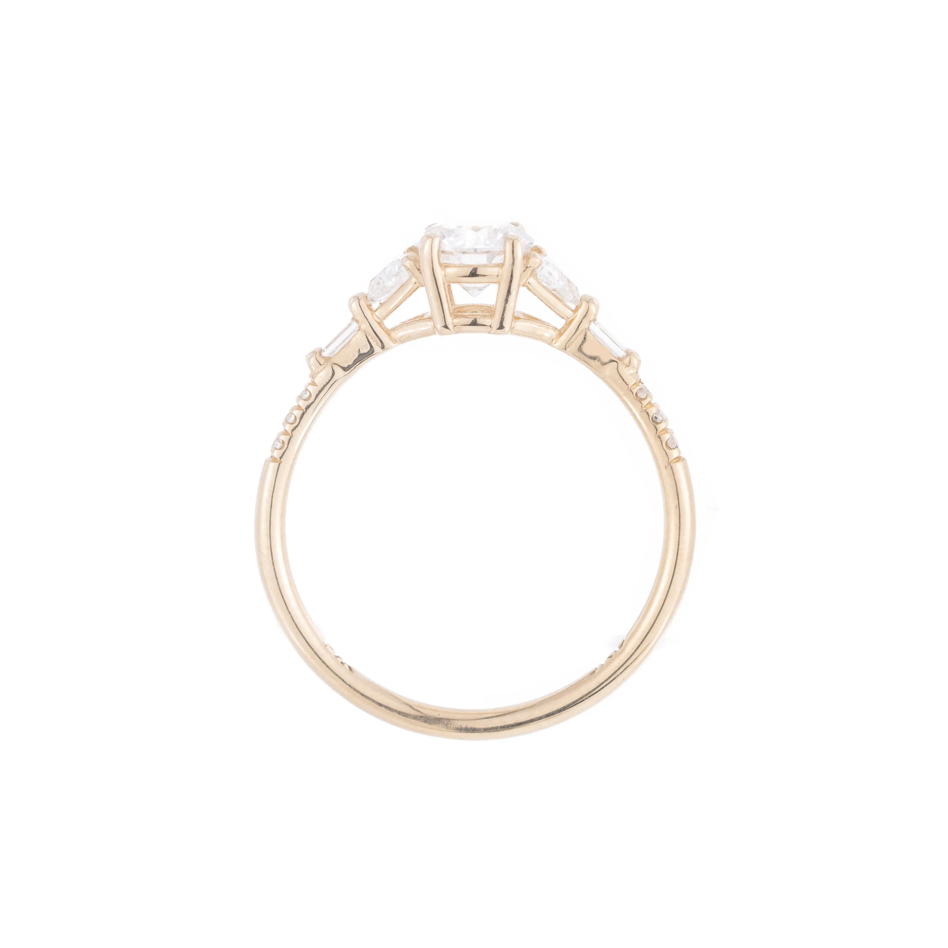 Round Diamond Trillion Baguette Equilibrium Ring