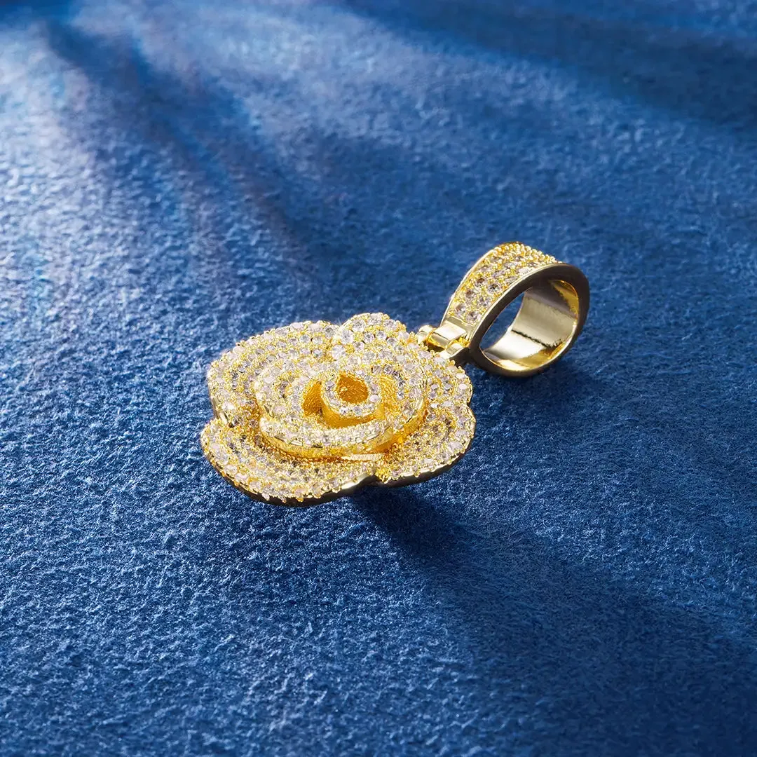 S925 Moissanite Rose Flower Pendant