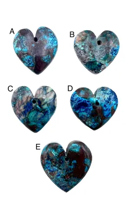 Shattuckite Heart Shaped Focal Pendants 25x24mm(Select one Stone)