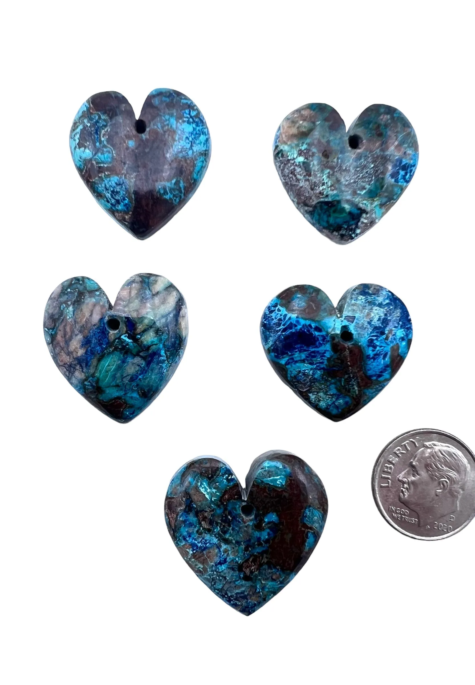 Shattuckite Heart Shaped Focal Pendants 25x24mm(Select one Stone)