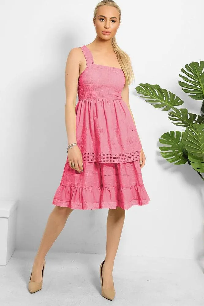 Shirred Bust Layered Summer Midi Sundress