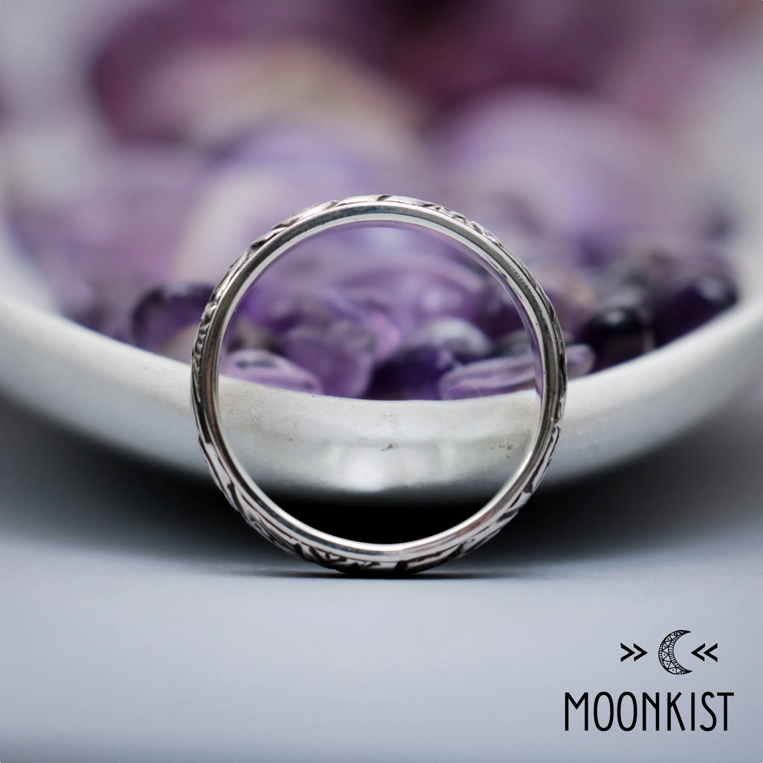 Silver Free Spirit Spiral and Flower Wedding Ring | Moonkist Designs