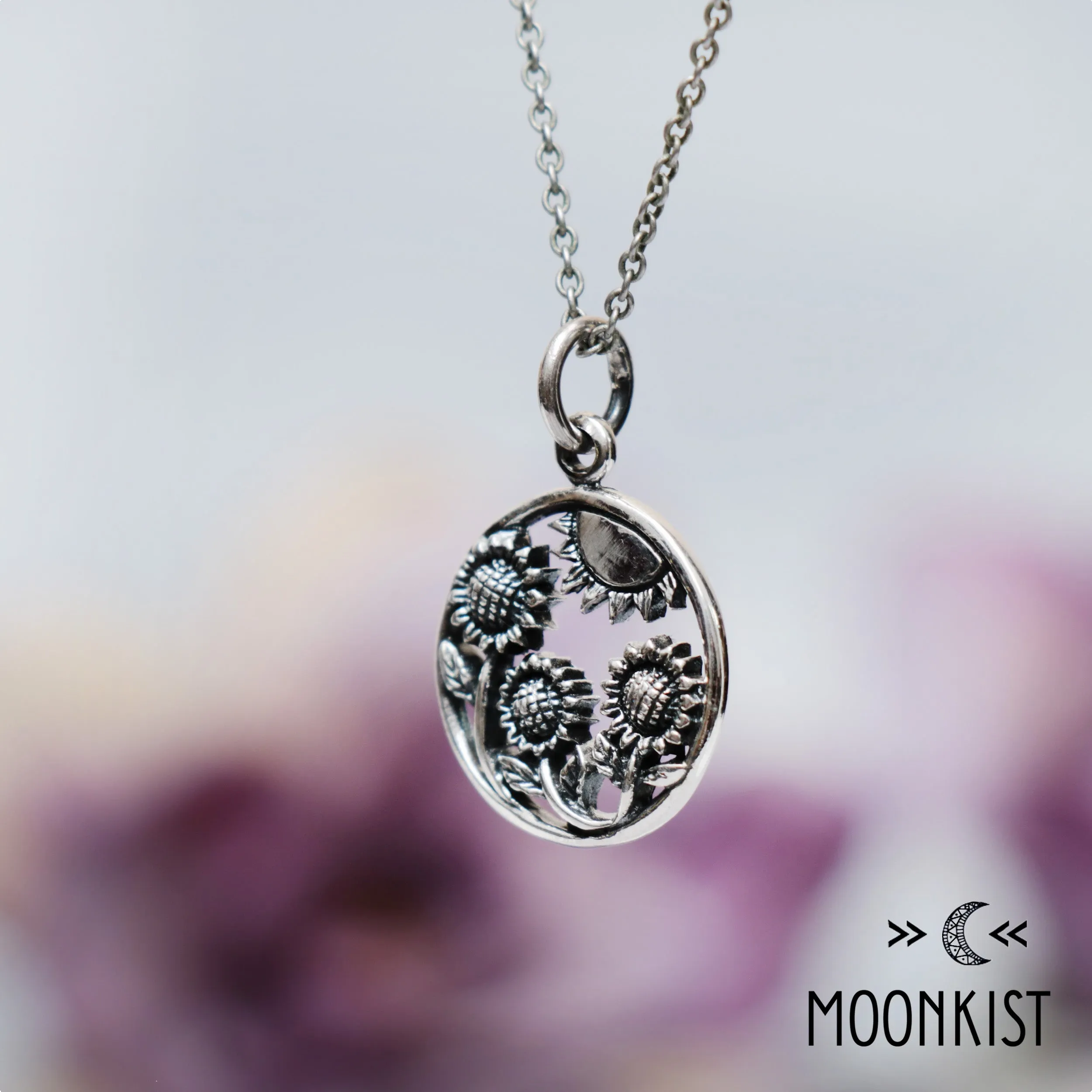 Sterling Silver Sun and Sunflower Pendant | Moonkist Designs