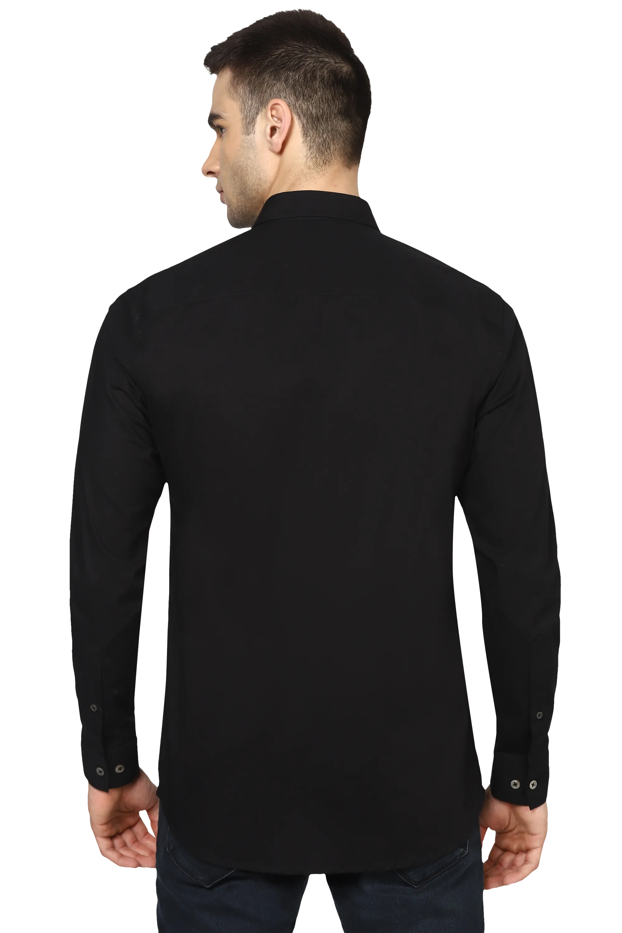 The Black Organic Shirt With Frayed Yarn