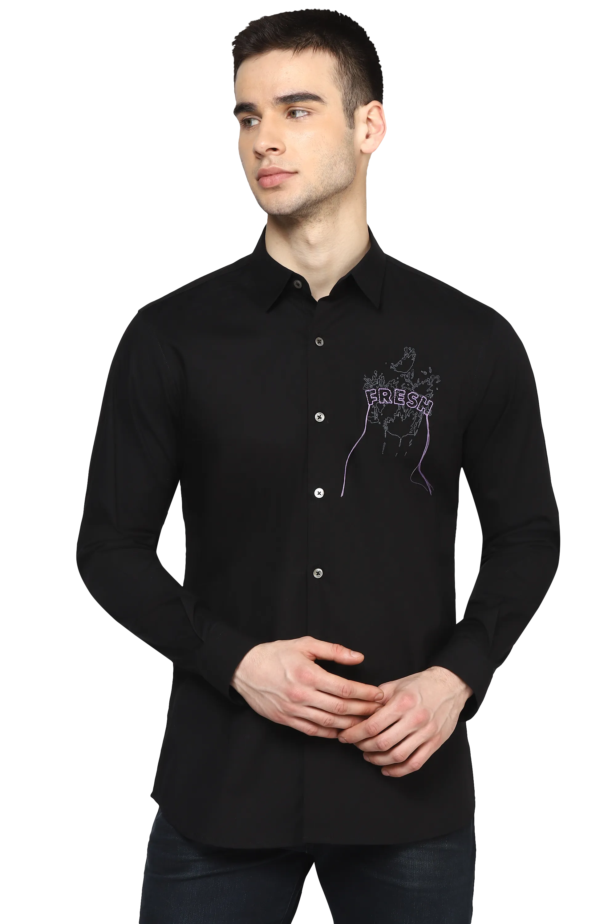 The Black Organic Shirt With Frayed Yarn