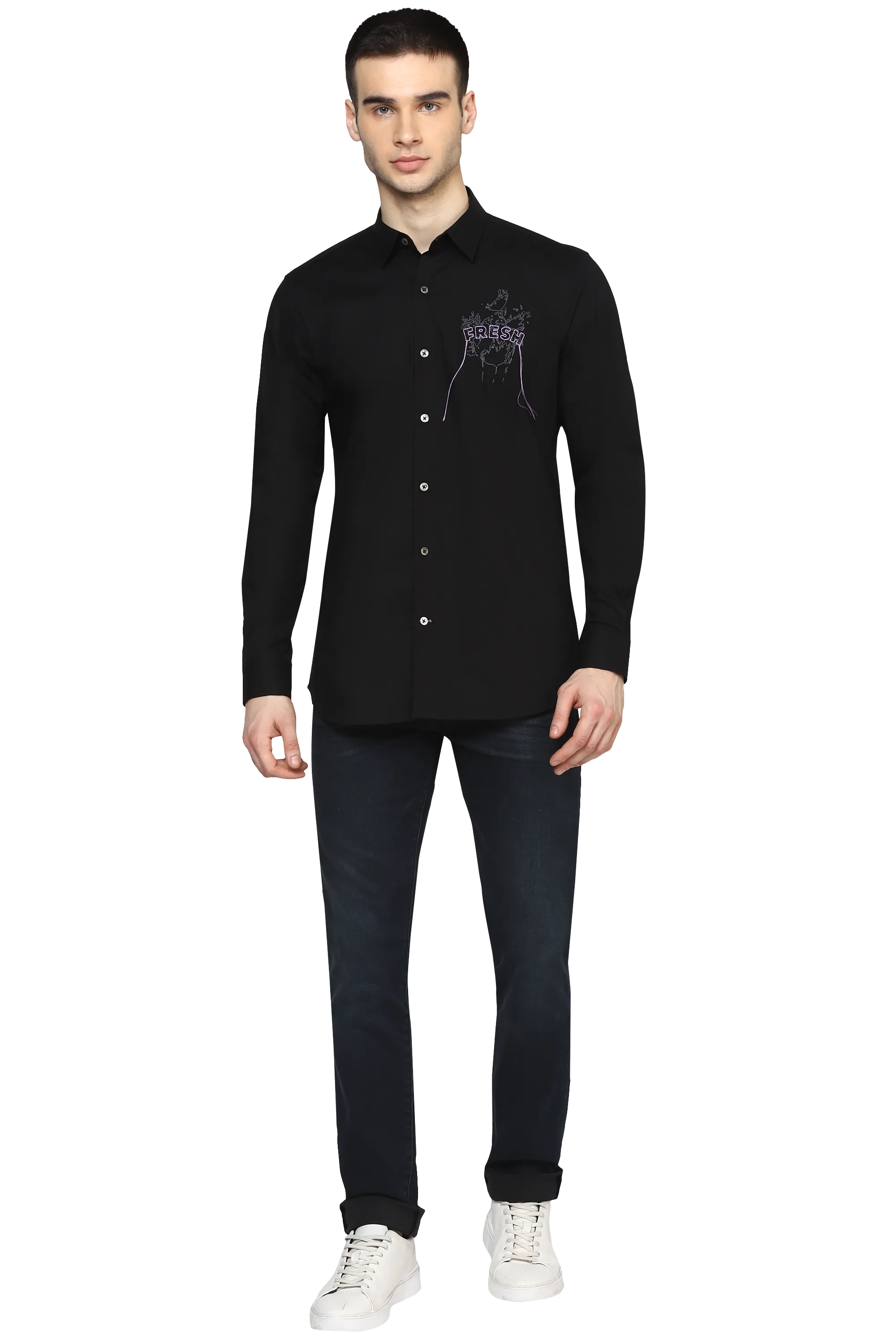 The Black Organic Shirt With Frayed Yarn