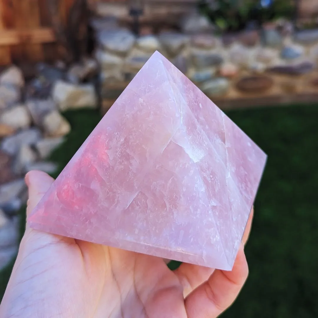 Tucson Exclusive! Large High Grade Natural Rose Quartz Carved Pyramid from Brazil ~ Beautiful Natural Pink Rose Quartz