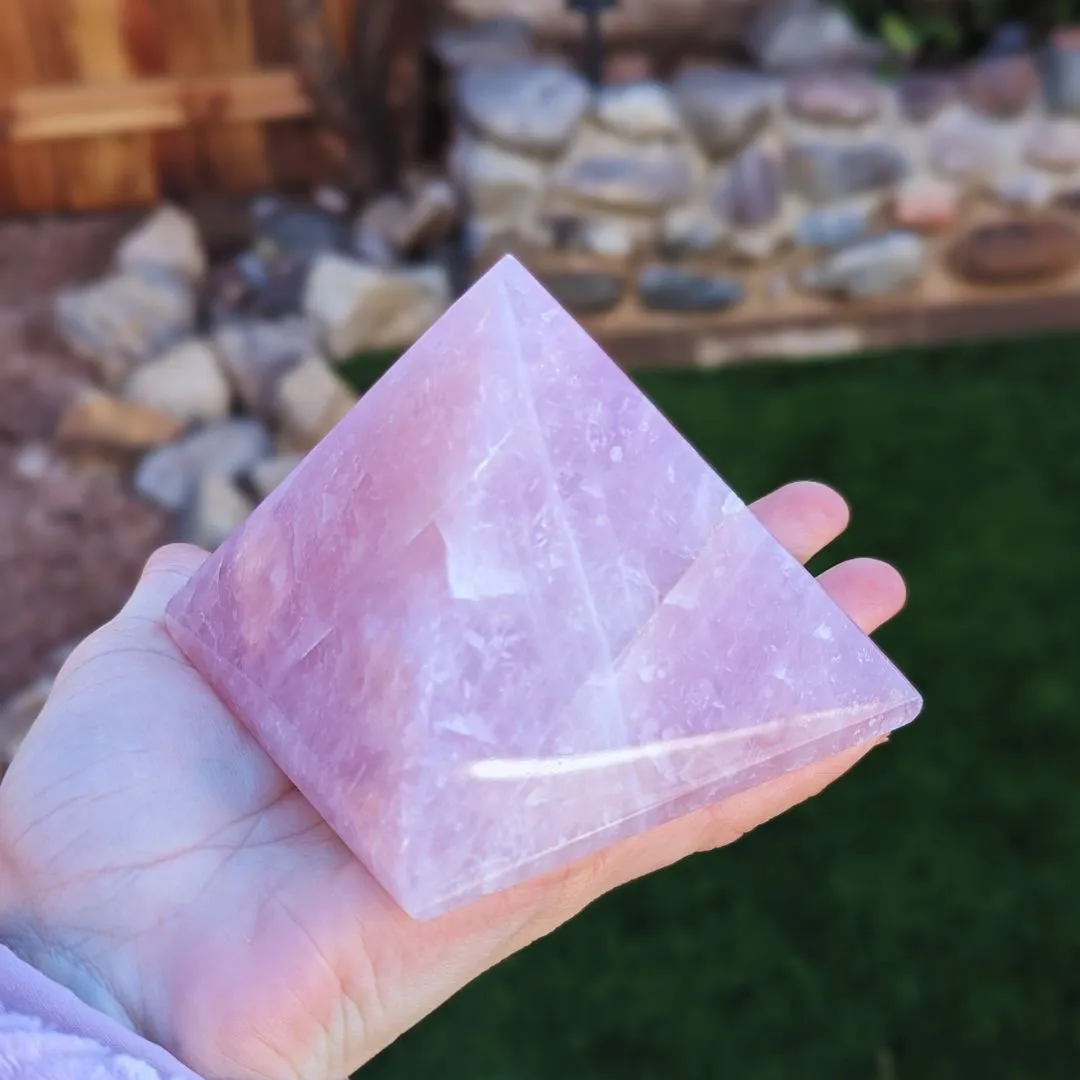 Tucson Exclusive! Large High Grade Natural Rose Quartz Carved Pyramid from Brazil ~ Beautiful Natural Pink Rose Quartz