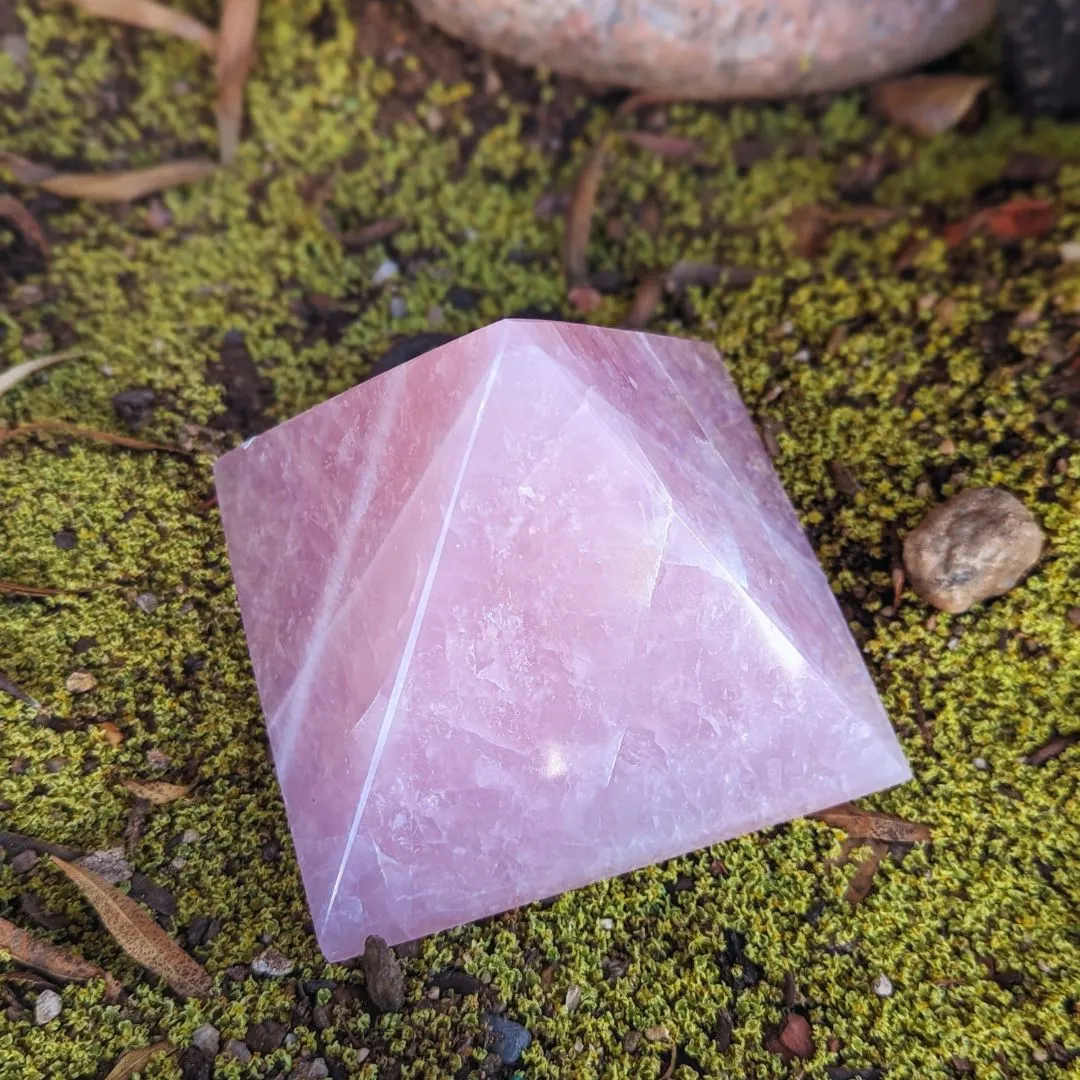 Tucson Exclusive! Large High Grade Natural Rose Quartz Carved Pyramid from Brazil ~ Beautiful Natural Pink Rose Quartz