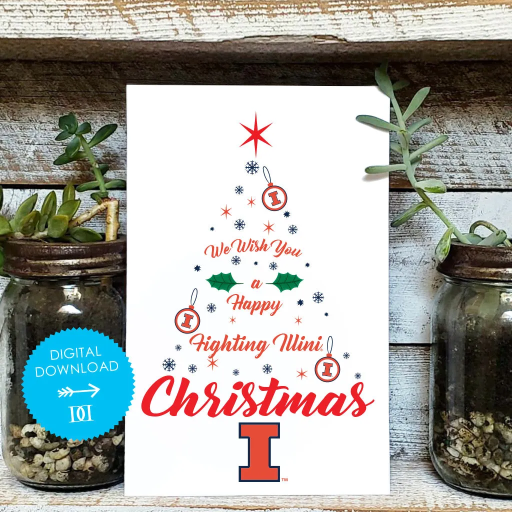 University of Illinois Christmas Tree Card - Digital Download