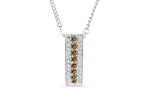 Vertical Bar Chocolate Diamond Pendant 0.64 CT TW 14K White Gold DPEN046