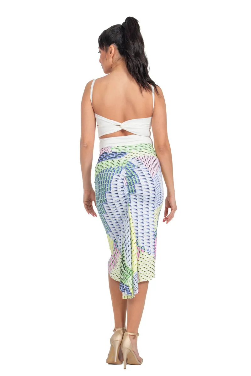 Vibrant Geometric Print Fishtail Skirt