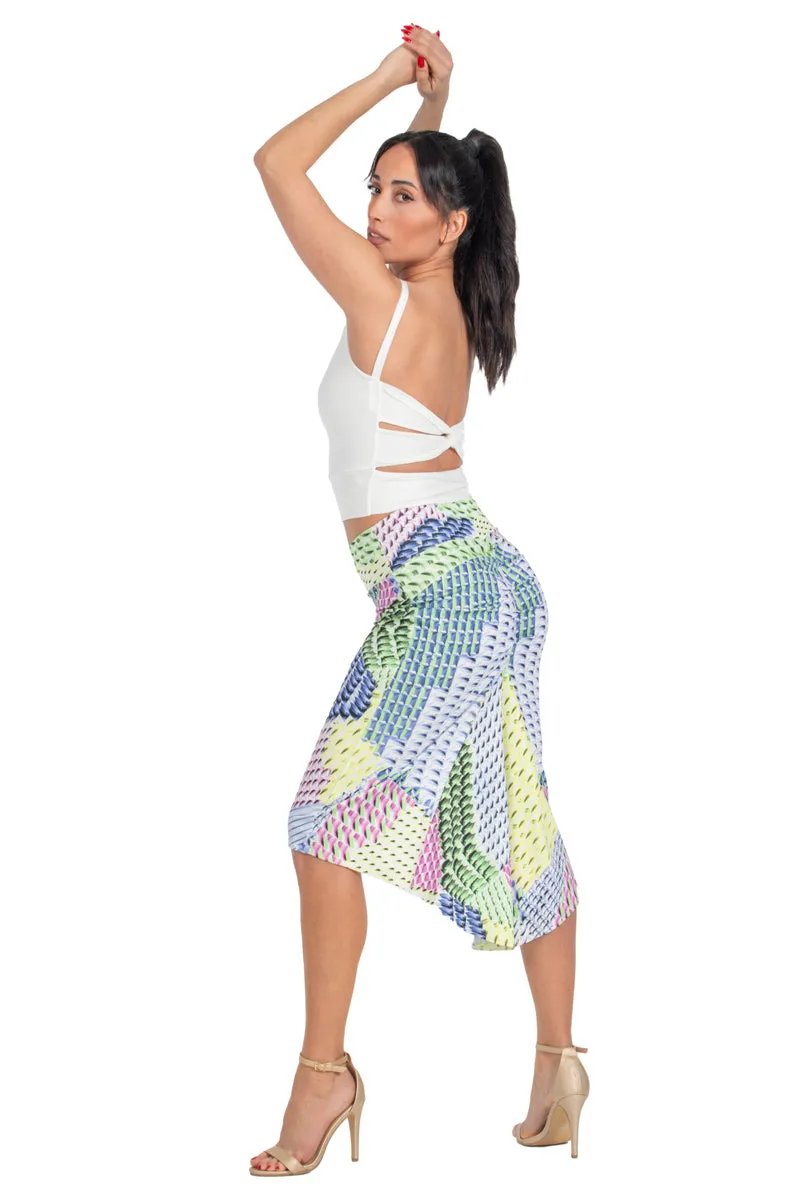 Vibrant Geometric Print Fishtail Skirt