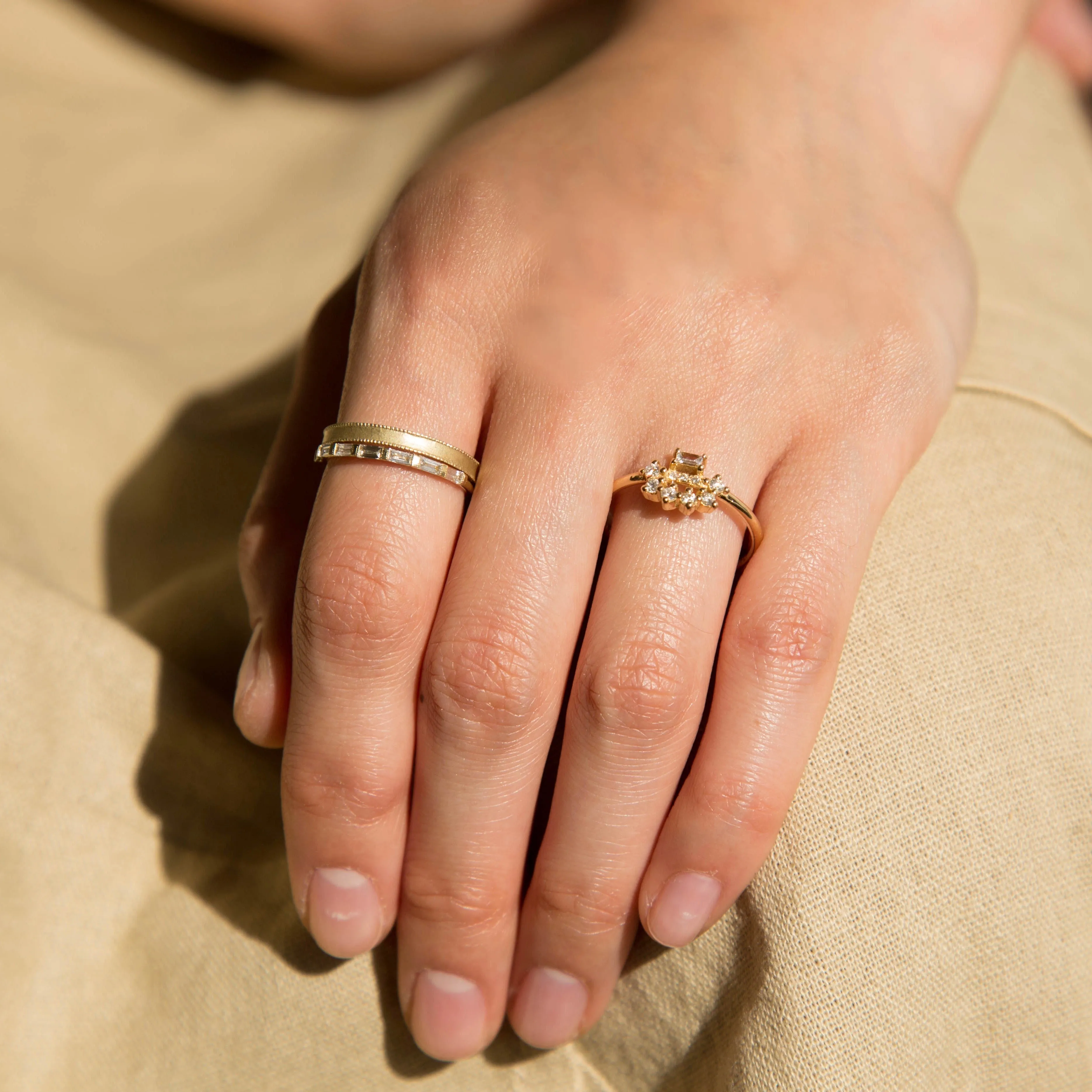 White Diamond Baguette Arch Ring